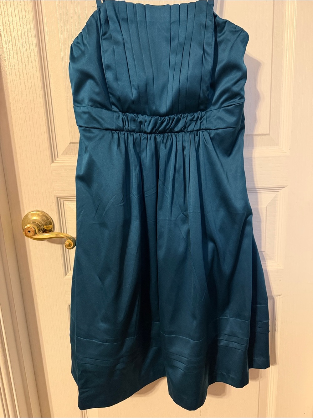 The Limited Teal Strapless Pleated Bodice A-Line Dress